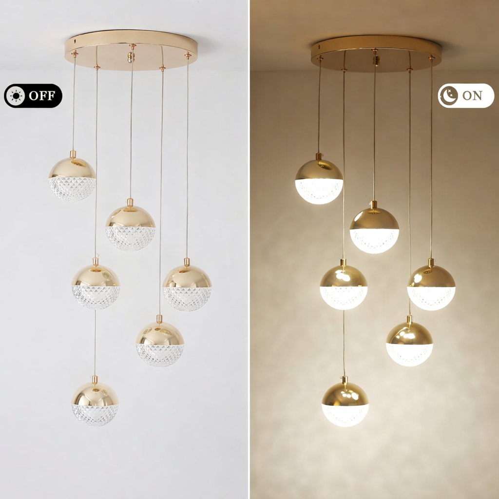 Lustra LED Grapes Gold Echivalent 500W Telecomanda