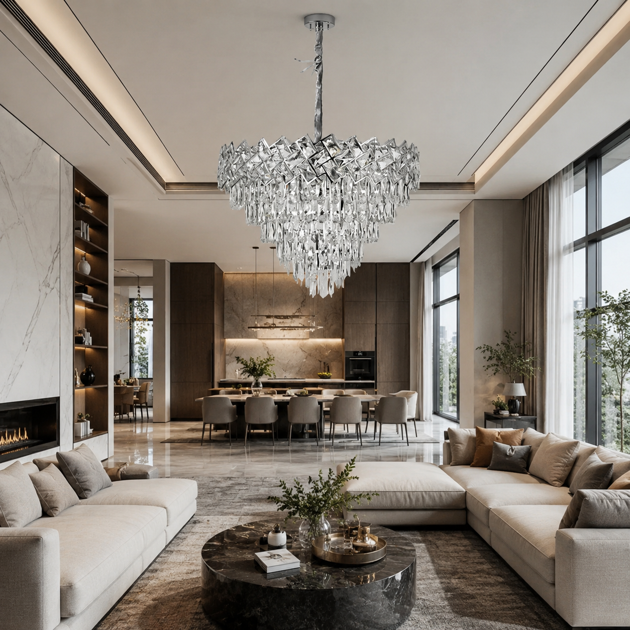 Candelabru Cristal Malli Silver 60cm