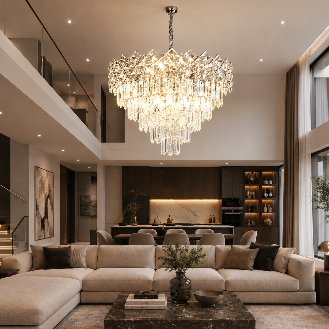 Candelabru Cristal Malli Silver 60cm