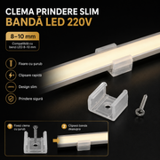 Clema Prindere Slim Banda LED 220V 8-10mm