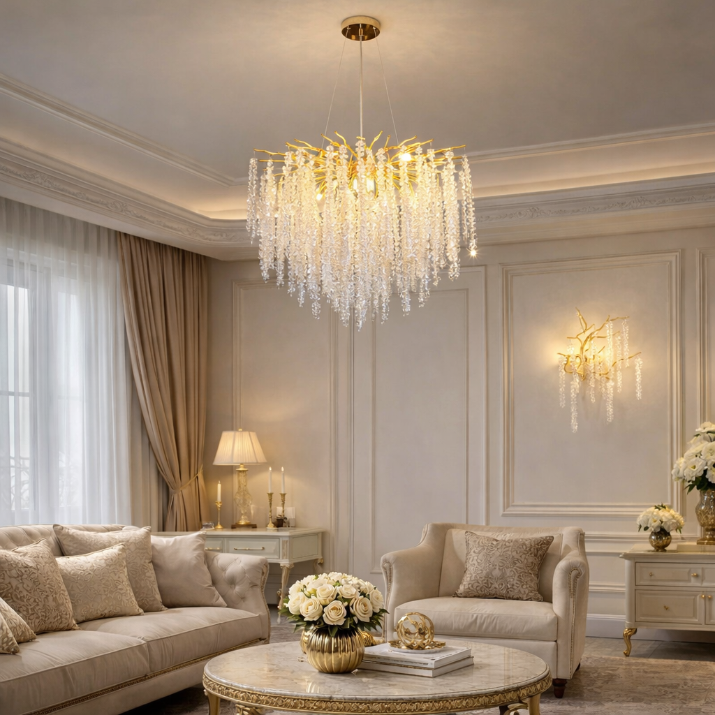 Candelabru Cristal LUXURY Golden Willow 45CM