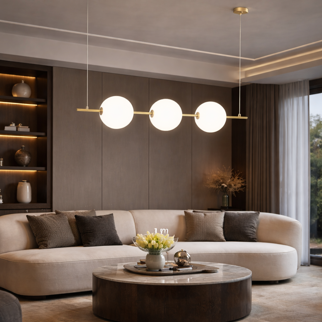 Lustra LED Abajur Mat KEZO Gold 100cm Echivalent 250W Telecomanda