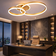 Lustra LED Beauty Gold 2 BIG Circle Echivalent 600W Telecomanda