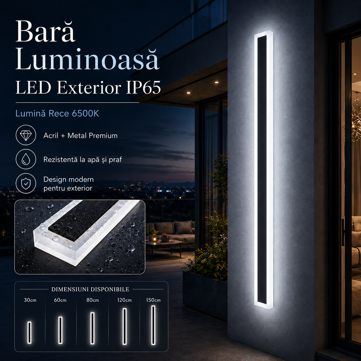 Bara Luminoasa LED Exterior IP65 220V 6500K