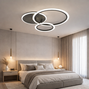Lustra LED TWO Black CIRCLE Design Echivalent 400W Telecomanda