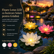 Floare Lotus LED cu Incarcare Solara Pentru Gradina