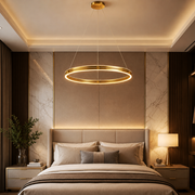 Lustra LED Mini Ring Gold Suspendata Echivalent 400W Telecomanda