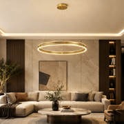 Lustra LED Maxi Ring Gold Suspendata Echivalent 800W Telecomanda