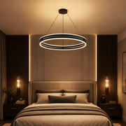 Lustra LED Mini Ring Neagra Suspendata Echivalent 400W Telecomanda