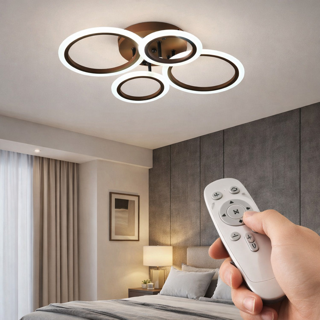 Lustra LED 2+2 CIRCLE BROWN Echivalent 400W Telecomanda K001/2+2COF ...