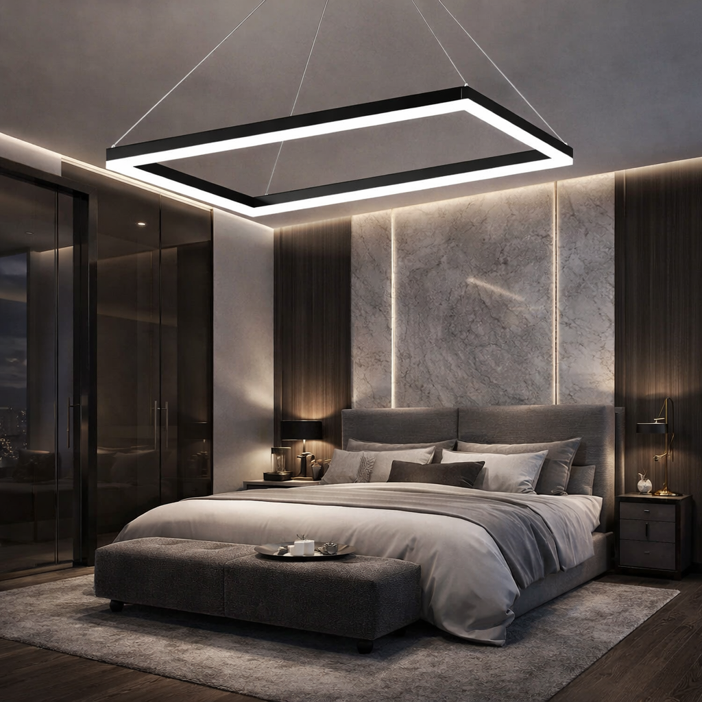 Lustra LED 1 Segment Rectangle Black Echivalent 300W Telecomanda