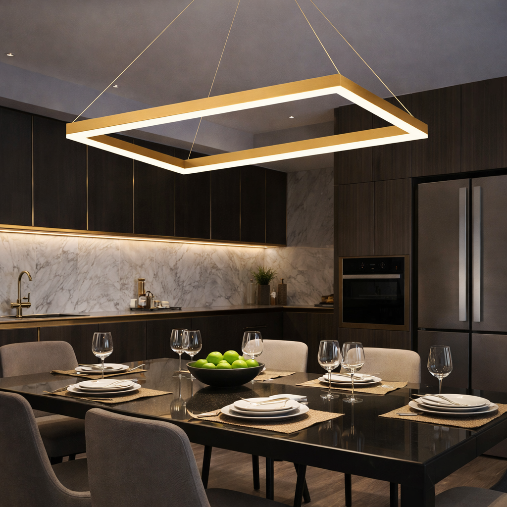 Lustra LED 1 Segment Rectangle Gold Echivalent 300W Telecomanda