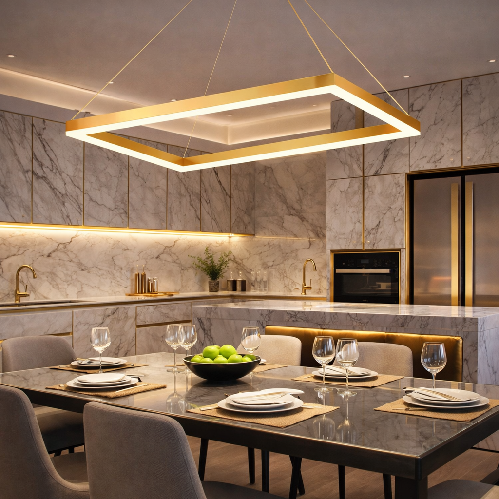 Lustra LED 1 Segment Rectangle Gold Echivalent 300W Telecomanda