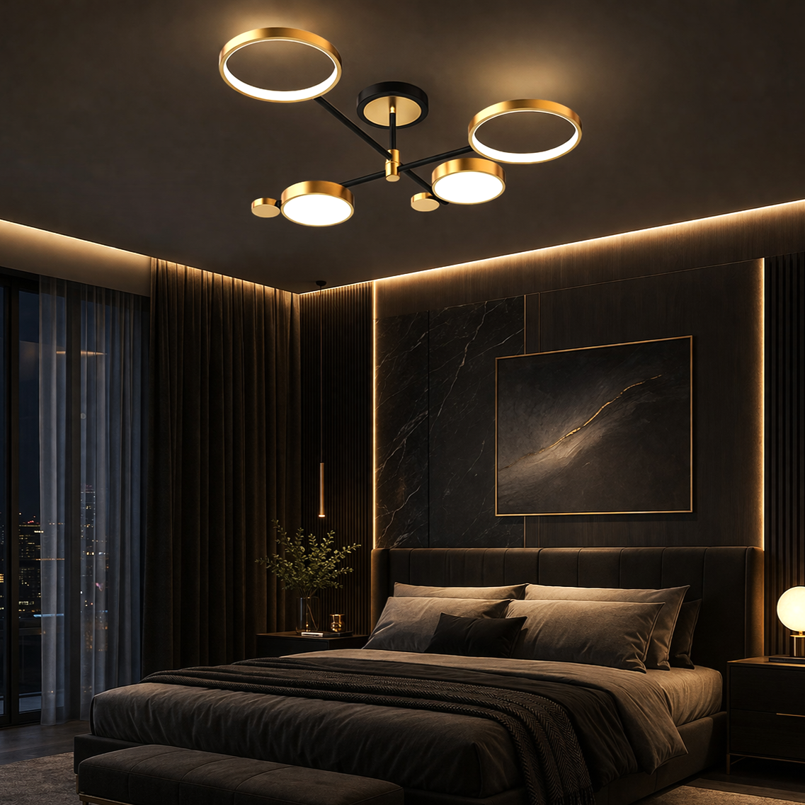 Lustra LED 68W 2+2 Dynamo Echivalent 300W Telecomanda