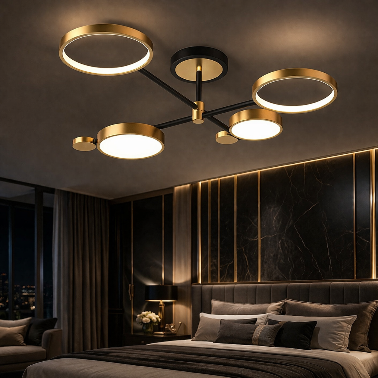 Lustra LED 68W 2+2 Dynamo Echivalent 300W Telecomanda