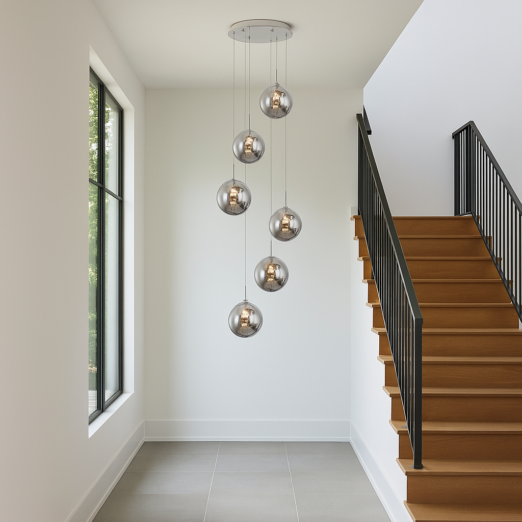 Lustra Suspendata LIMA Silver Abajur Fumuriu 6xG9