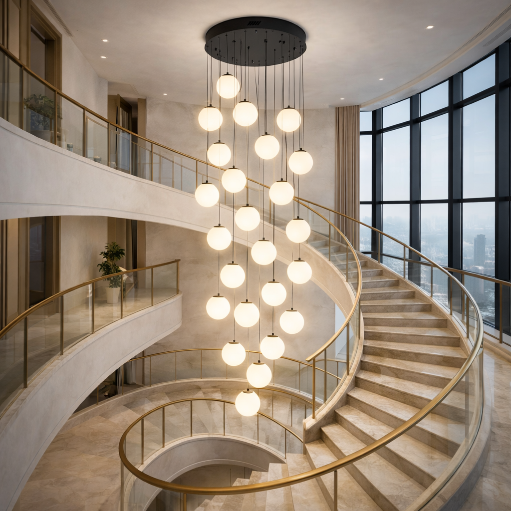 Lustra Abajur Mat Black Luxury STAIRCASE Gigant 25xE27