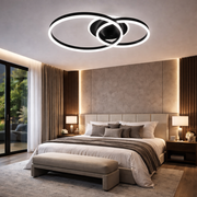Lustra LED Beauty Black 2 BIG Circle Echivalent 600W Telecomanda