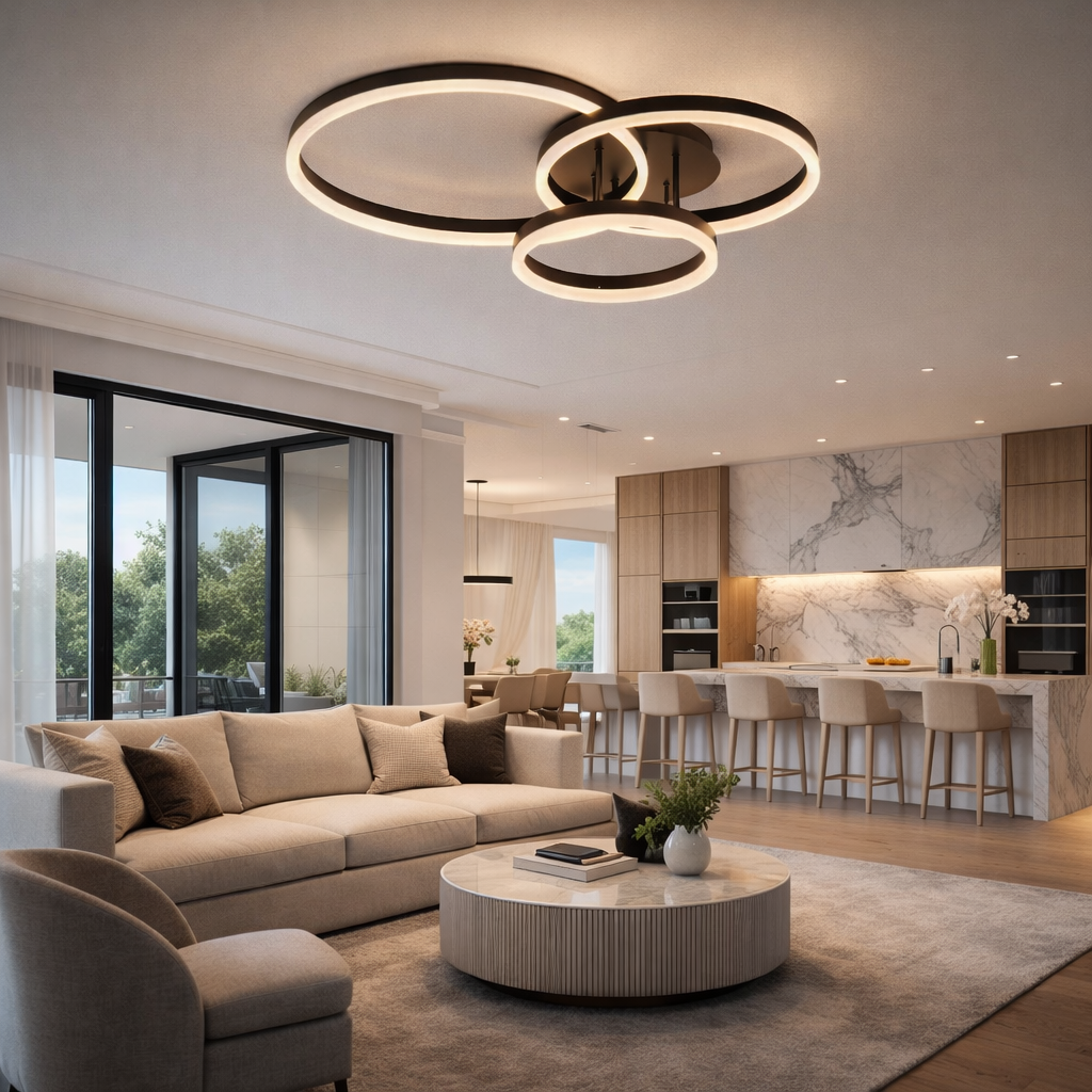 Lustra LED Beauty Black 3 XL Circle Echivalent 800W Telecomanda