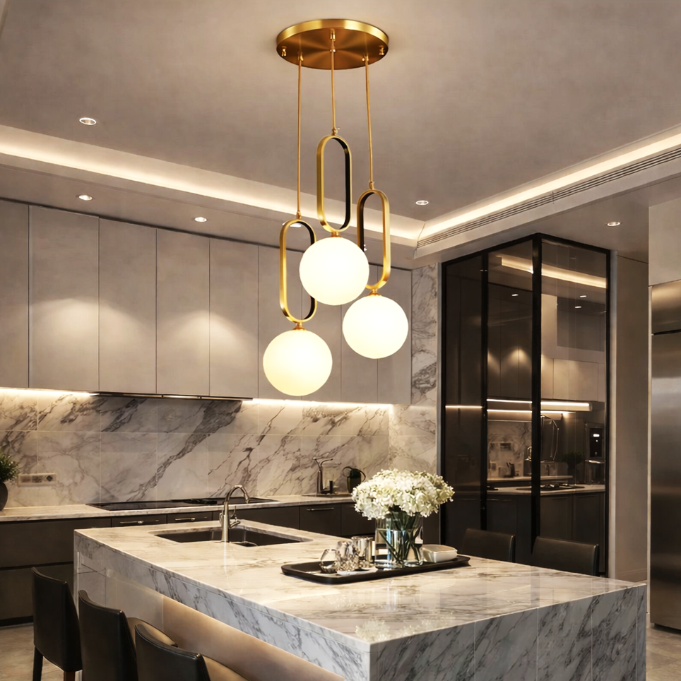 Lustra Suspendata Abajur MAT GOLD 3XE27 MX152-3