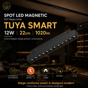 Spot LED Magnetic CCT Negru Liniar TUYA SMART 12W 22cm 1020lm