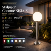 Stalpisor Chrome NISIA-Z Smart LED 9W, RGB-CCT, Dimabil, 525mm, IP44 900266