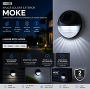 Aplica LED MOKE Premium Solara Exterior 6000K