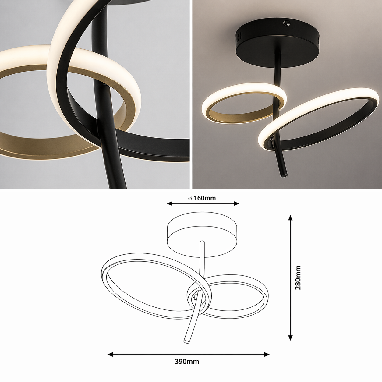 Lustra LED Black ALUX Echivalent 200W