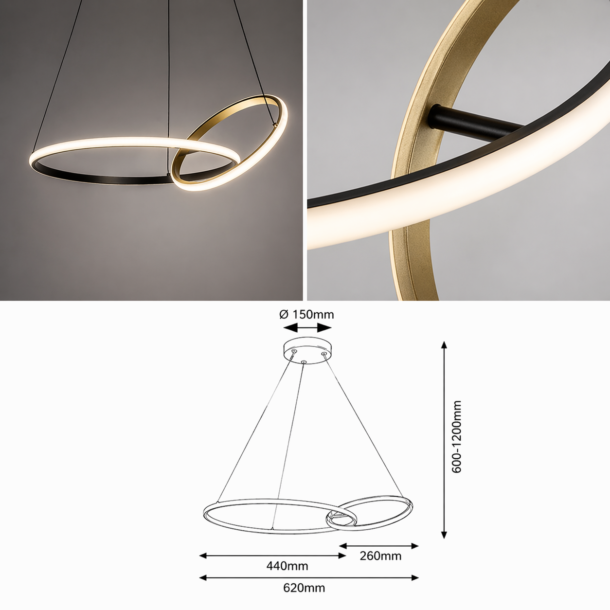 Lustra LED Suspendata Black ALUX Echivalent 300W
