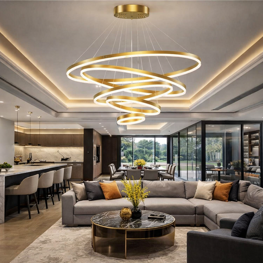 Lustra LED WONDERLAND Gold 5 Segmente Echivalent 1200W Telecomanda