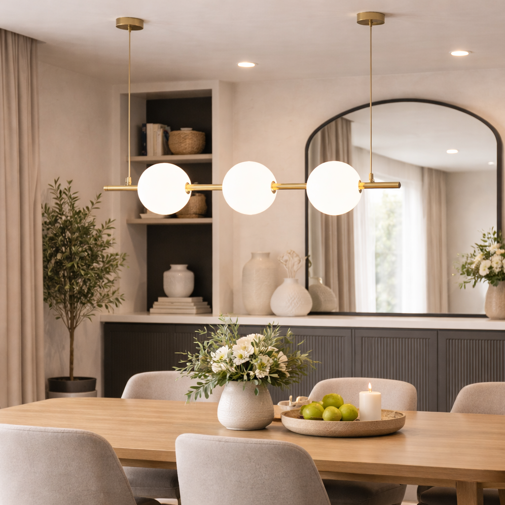 Lustra LED Suspendata KEZO Gold Echivalent 250W Telecomanda