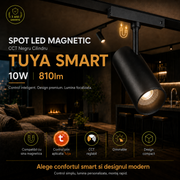 Spot LED Magnetic CCT Negru Cilindru TUYA SMART 10W 810lm