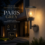 Felinar Exterior Perete PARIS Grey IP54, 1xE27