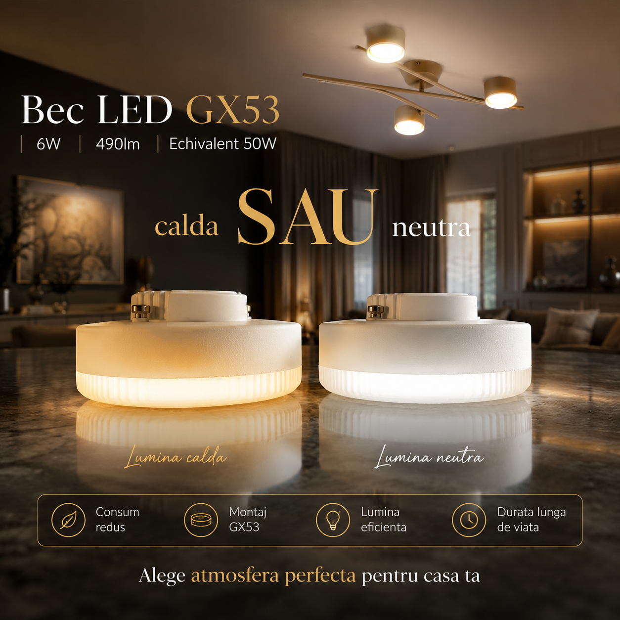 Bec LED GX53 11W 1055lm Echivalent 100W