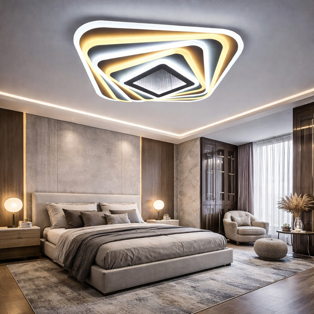 Lustra LED SQUARE 3D MIRROR Echivalent 800W Telecomanda