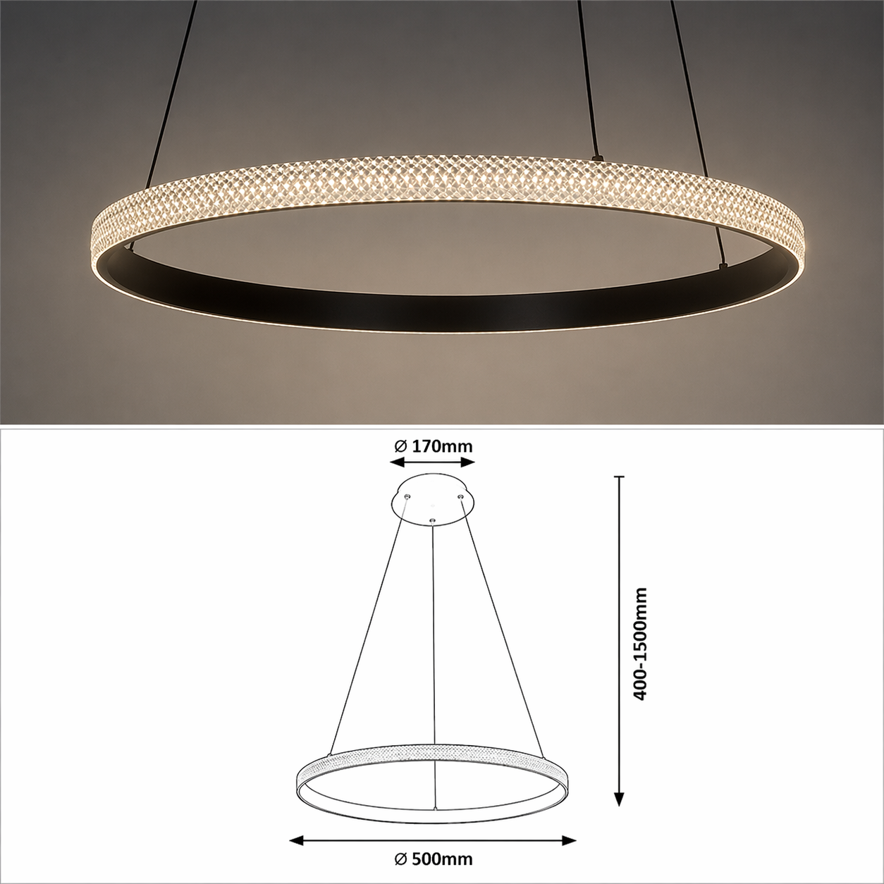 Lustra LED Suspendata Black ZELA 1 Segment Echivalent 300W