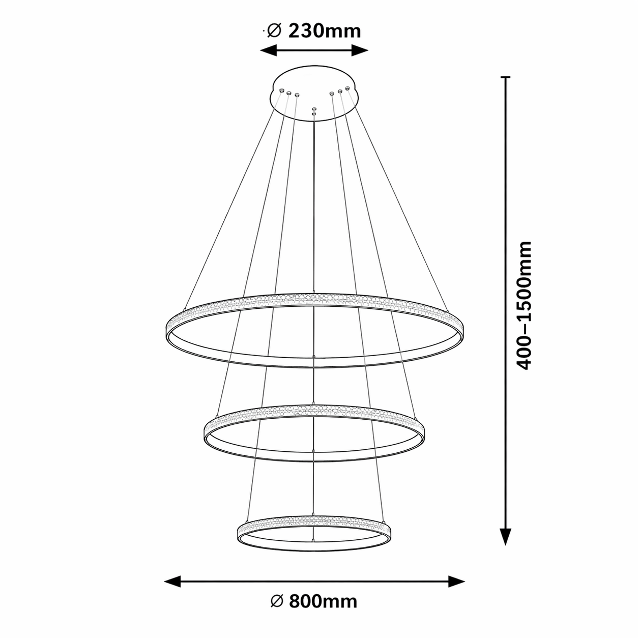 Lustra LED Suspendata Black ZELA 3 Segmente Echivalent 500W