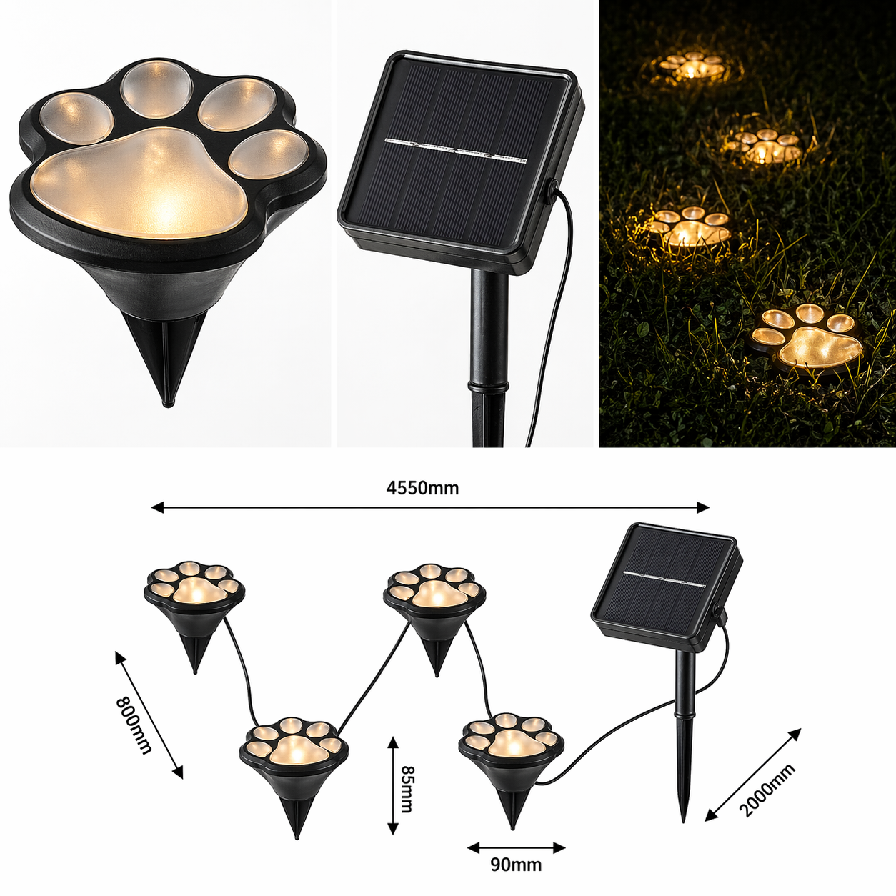 Set 4 Labute LED Exterior cu Incarcare Solara, 5 Ani Garantie