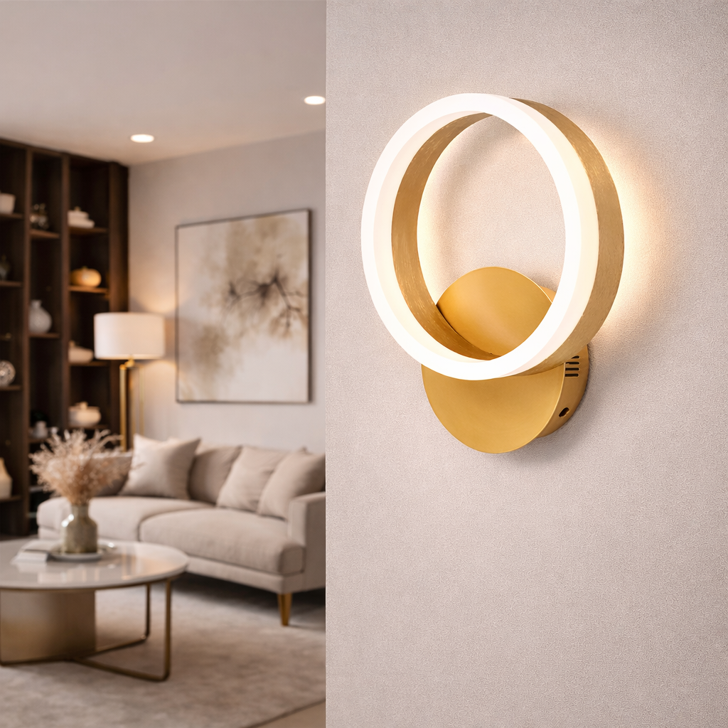 Aplica LED Premium Circle Gold Design Echivalent 150W