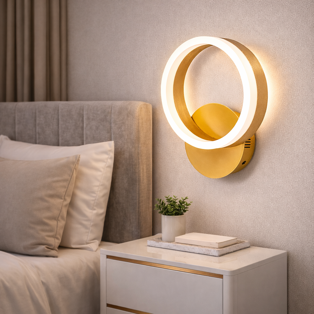 Aplica LED Premium Circle Gold Design Echivalent 150W