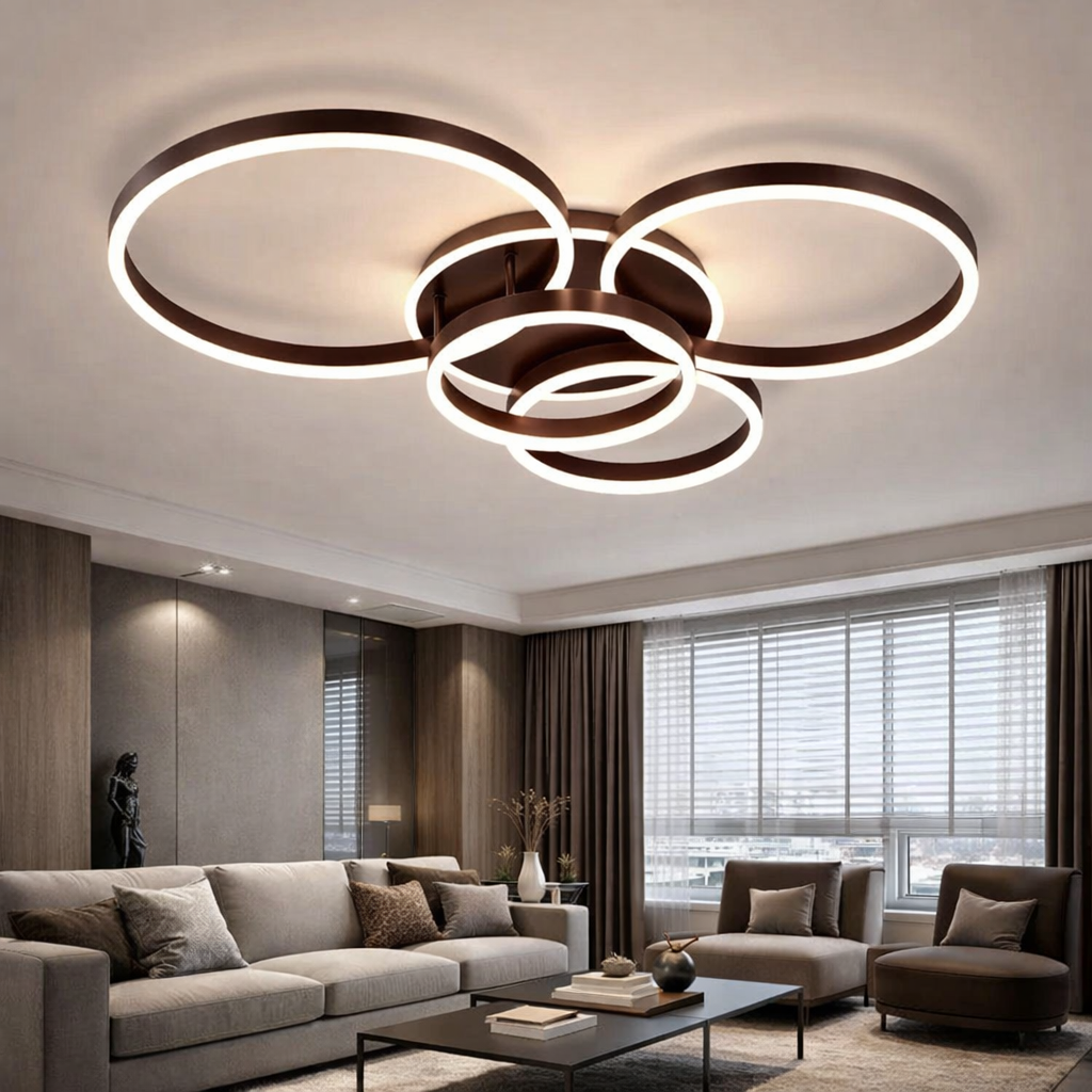 Lustra LED Beauty Circle BROWN Gigant Echivalent 1200W Telecomanda