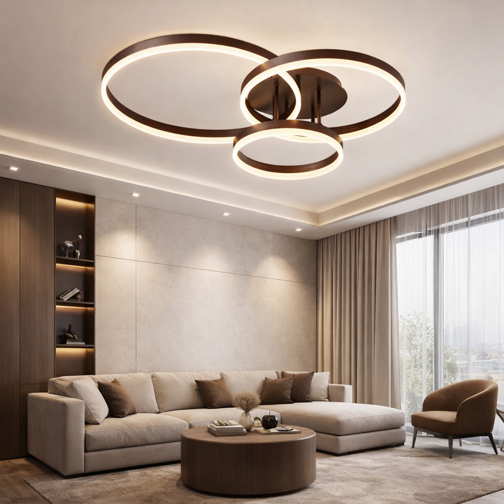 Lustra LED Beauty Brown 3 XL Circle Echivalent 800W Telecomanda
