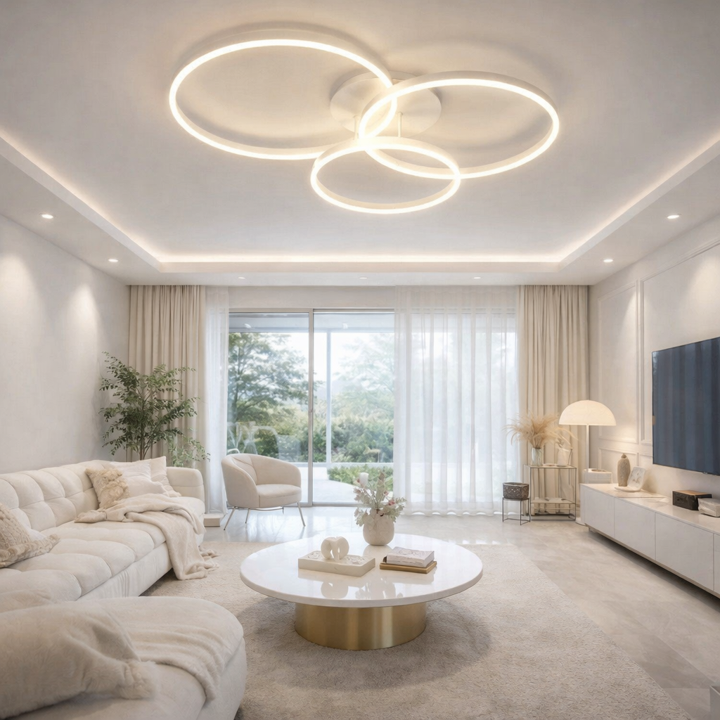 Lustra LED Beauty White 3 XL Circle Echivalent 800W Telecomanda