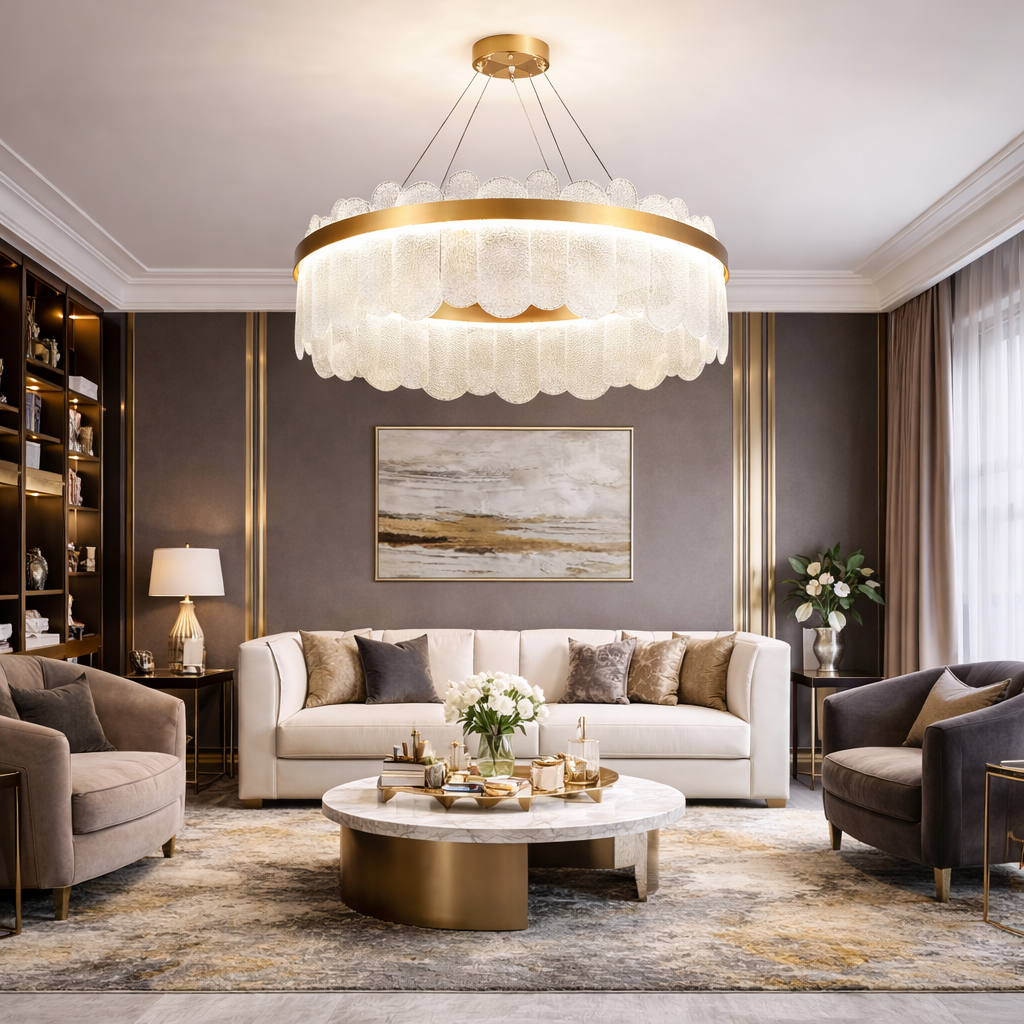 Lustra LED Suspendata QUEEN Gold Cristal