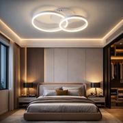 Lustra LED Beauty White Double Circle Echivalent 300W Telecomanda