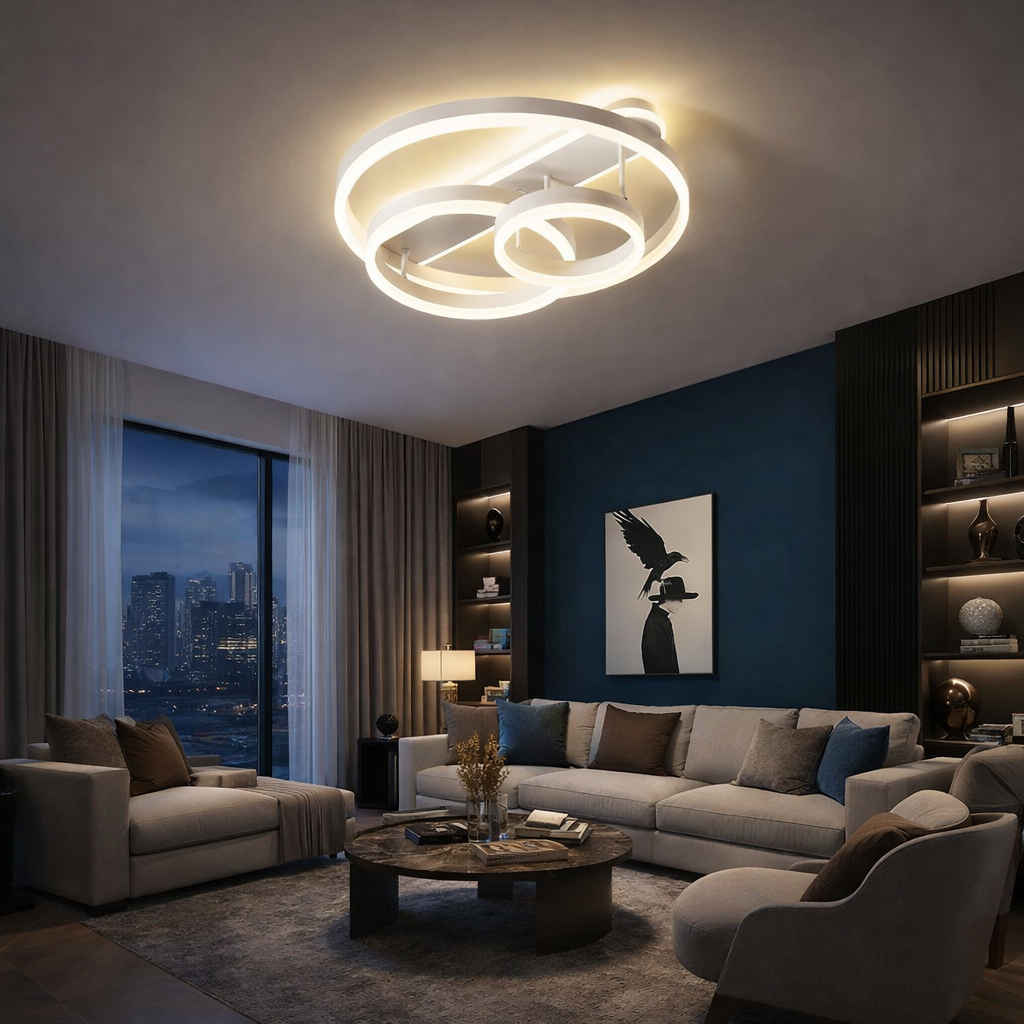 Lustra LED Beauty BRUNOS Rings White Echivalent 800W Telecomanda