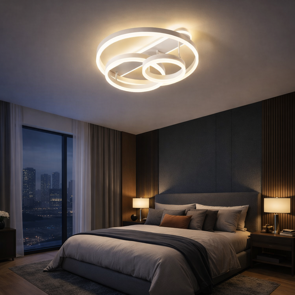 Lustra LED Beauty BRUNOS Rings White Echivalent 800W Telecomanda