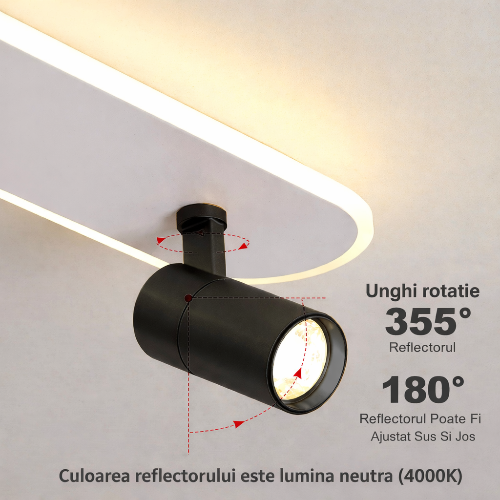 Aplica LED Cu Spoturi 100cm Alb+Negru Echivalent 300W