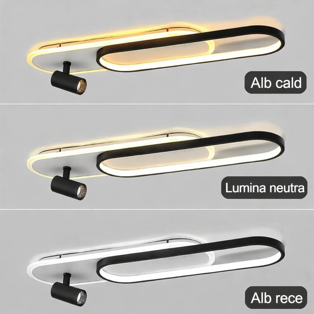 Aplica LED Cu Spoturi 100cm Alb+Negru Echivalent 300W