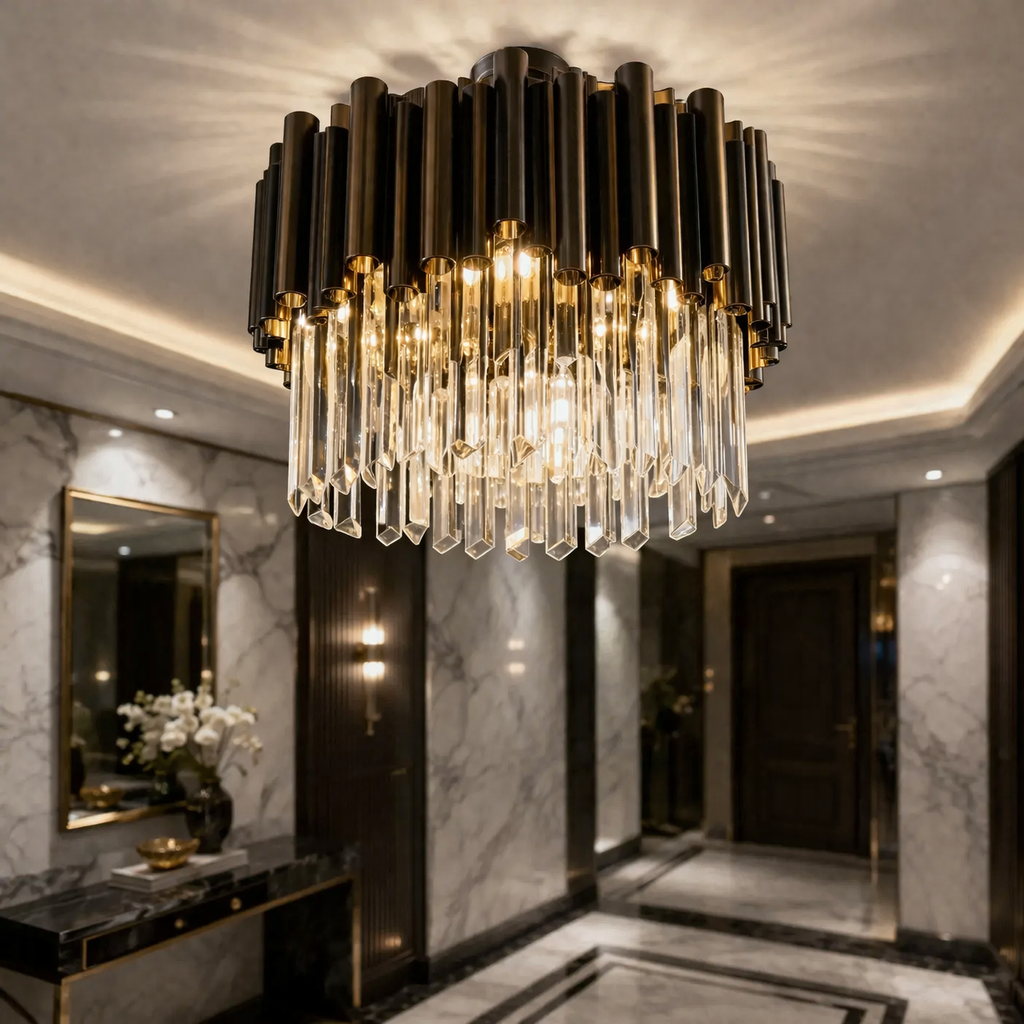Candelabru Cristal Aplicat Black Tubes Luxury 30cm